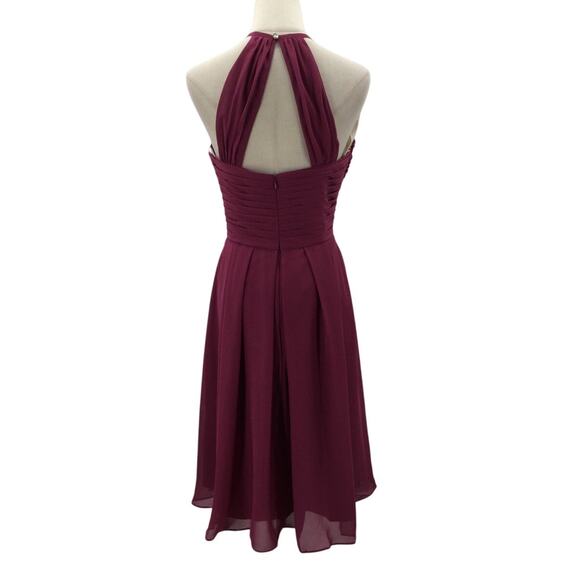 AW BRIDAL SZ 12 L jester red Leda chiffon bridesmaid party mini dress NEW B155 - Picture 4 of 10